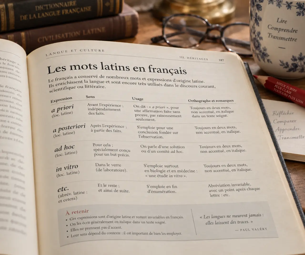 Les mots latins en français : sens, usages et pièges d’orthographe