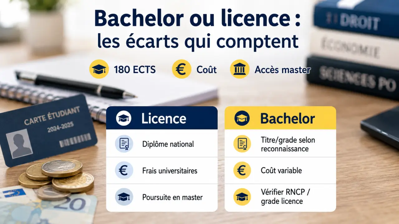 Bachelor ou licence : 180 ECTS, coût et master, les écarts qui comptent