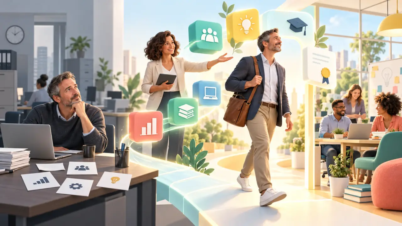 Chemins interconnectés symbolisant une évolution professionnelle