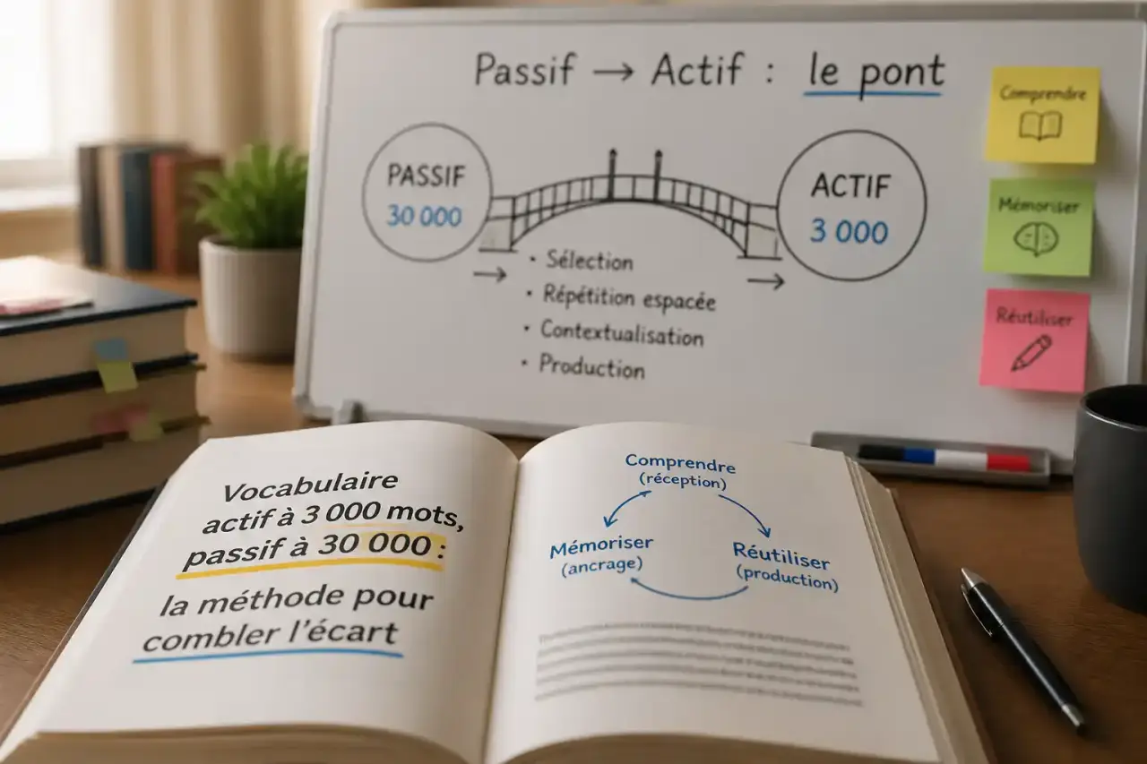 Vocabulaire actif à 3 000 mots, passif à 30 000 : la méthode pour combler l'écart