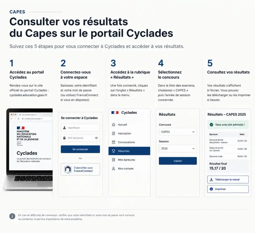 Guide étape par étape de connexion au portail Cyclades pour les résultats Capes externe 2026