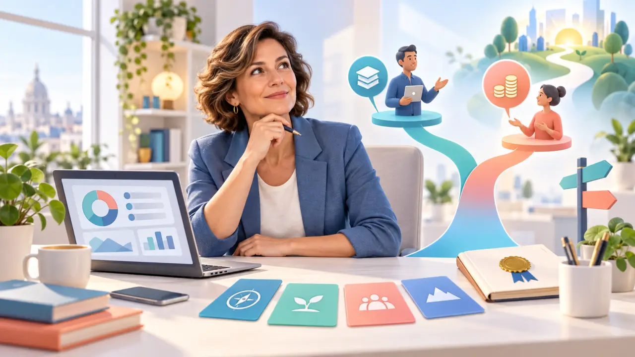 Chemins interconnectés symbolisant une reconversion professionnelle et ses solutions de financement
