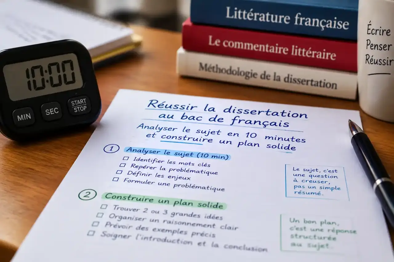 Réussir la dissertation au bac de français : analyser le sujet en 10 minutes et construire un plan solide