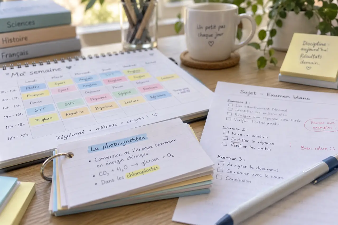 Bien réviser sans bachoter : un planning, des flashcards et des tests blancs