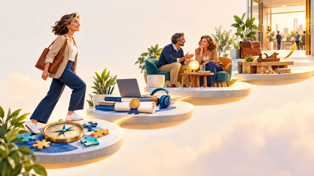 Chemins lumineux et portes ouvertes symbolisant une évolution professionnelle