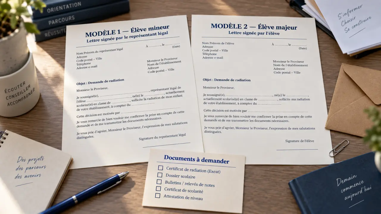 Lettre de démission au lycée : deux modèles selon l’âge et les documents à demander