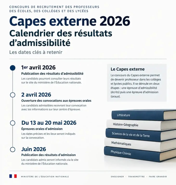 Calendrier des résultats d'admissibilité Capes externe 2026 sur Cyclades